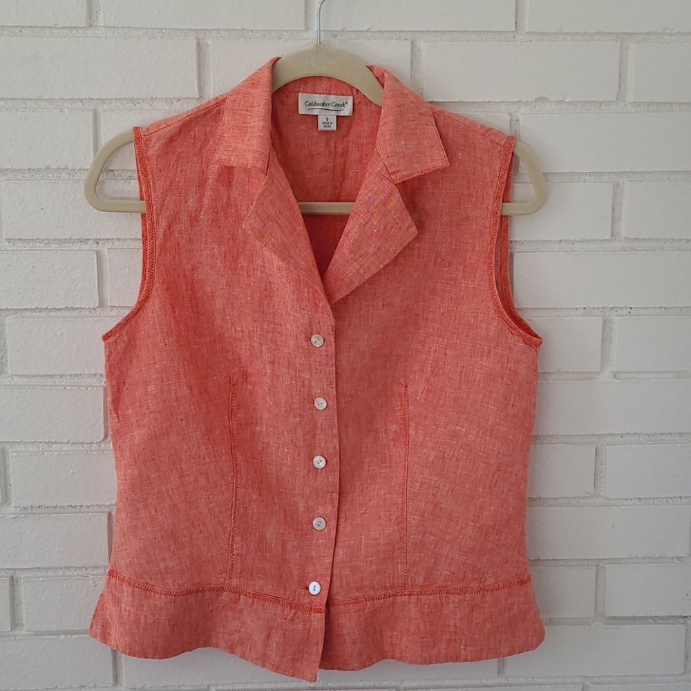 Coldwater Creek Sleeveless Buttondown Shirt Sz 8